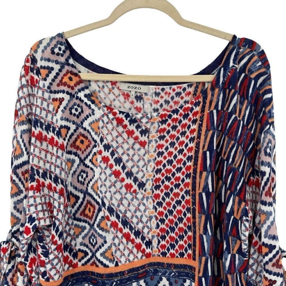 ZoZo 3/4 length Tie-Sleeve Sweater Multi Colored Large - Picture 3 of 8